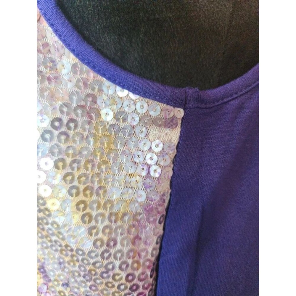 Chico's Sz 0 Shimmering Sequin Blouse Tank Purple Multi Holiday New Year Modern - Picture 4 of 7